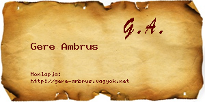 Gere Ambrus névjegykártya
